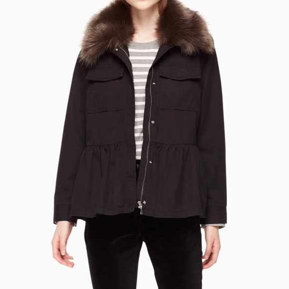 Kate Spade faux Fur Trim military jacket - Picture 5 of 5